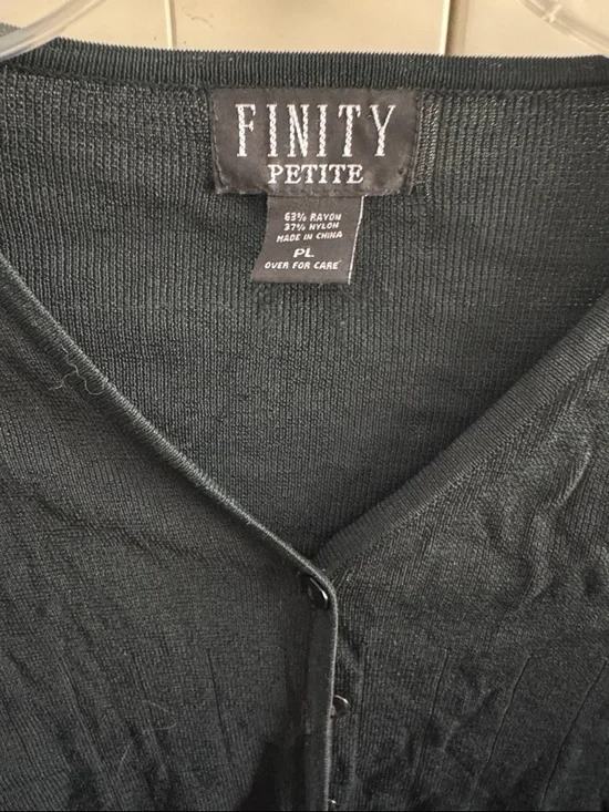 Finity Petite Black V-Neck Button Cardigan - Picture 2 of 3